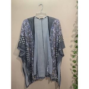 Soft surroundings Womens One Size O/S floral mesh insert Sheer kimono Cardigan